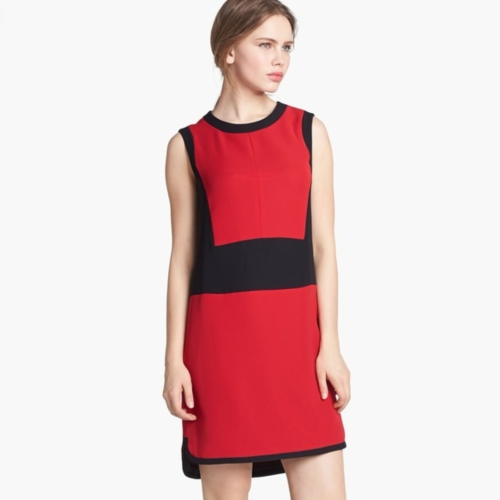 Vince Camuto Red And Black Color Block Dress - image 3
